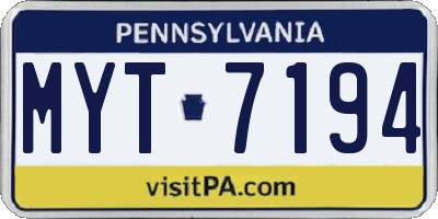 PA license plate MYT7194