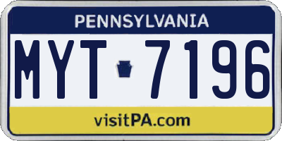 PA license plate MYT7196