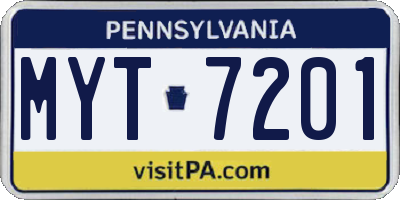 PA license plate MYT7201