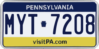 PA license plate MYT7208