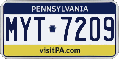 PA license plate MYT7209