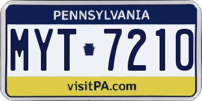 PA license plate MYT7210