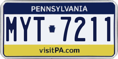 PA license plate MYT7211