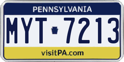 PA license plate MYT7213