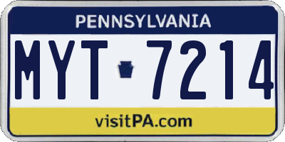PA license plate MYT7214
