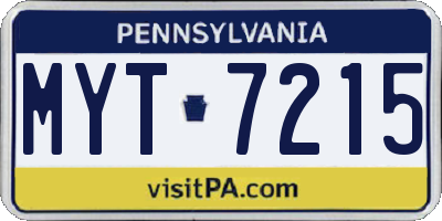 PA license plate MYT7215
