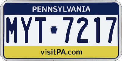 PA license plate MYT7217