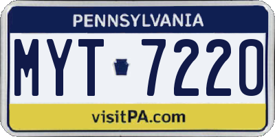 PA license plate MYT7220