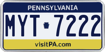 PA license plate MYT7222