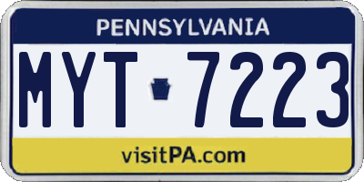 PA license plate MYT7223