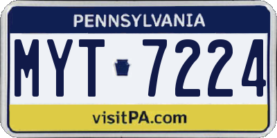 PA license plate MYT7224