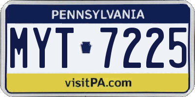 PA license plate MYT7225