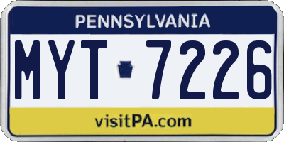 PA license plate MYT7226