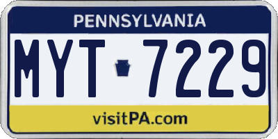 PA license plate MYT7229
