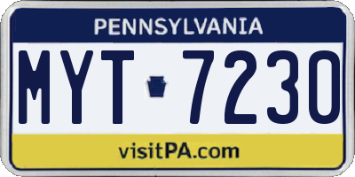 PA license plate MYT7230