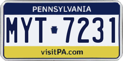 PA license plate MYT7231