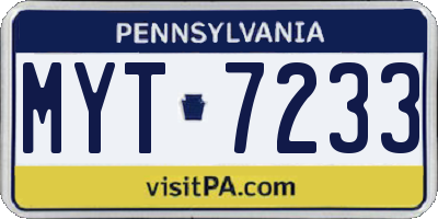 PA license plate MYT7233