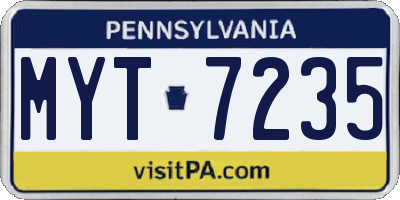 PA license plate MYT7235