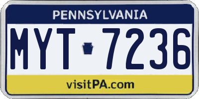 PA license plate MYT7236