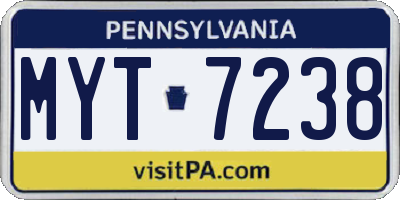 PA license plate MYT7238