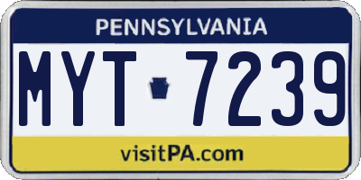 PA license plate MYT7239