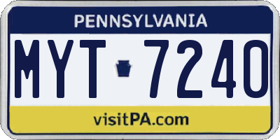 PA license plate MYT7240