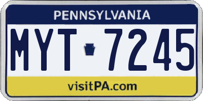 PA license plate MYT7245