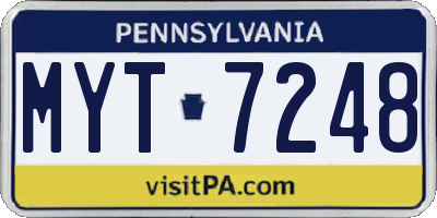 PA license plate MYT7248