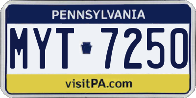 PA license plate MYT7250