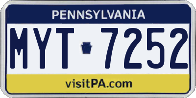 PA license plate MYT7252