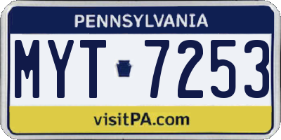 PA license plate MYT7253