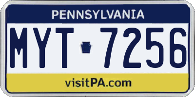 PA license plate MYT7256