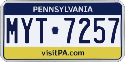 PA license plate MYT7257