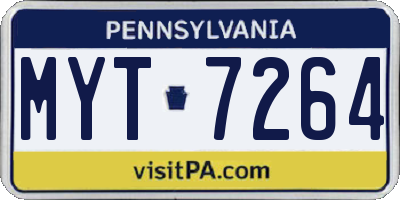 PA license plate MYT7264