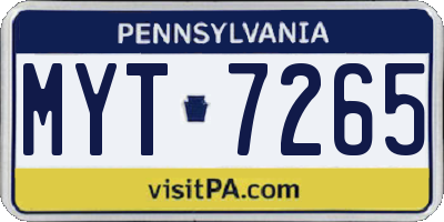 PA license plate MYT7265