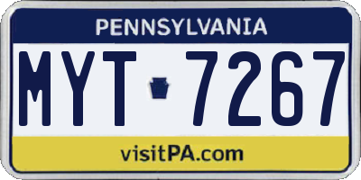 PA license plate MYT7267