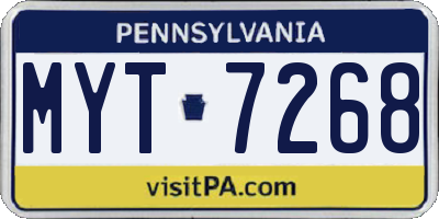 PA license plate MYT7268