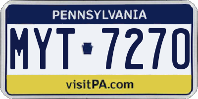 PA license plate MYT7270