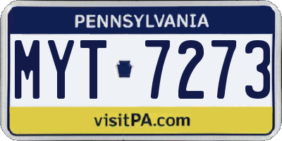 PA license plate MYT7273