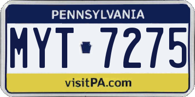 PA license plate MYT7275