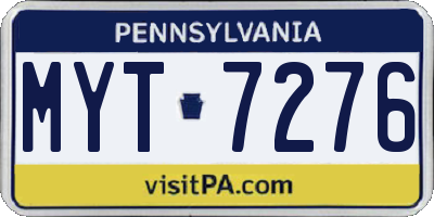 PA license plate MYT7276