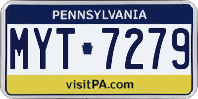 PA license plate MYT7279