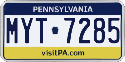 PA license plate MYT7285