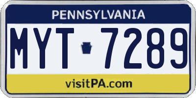 PA license plate MYT7289