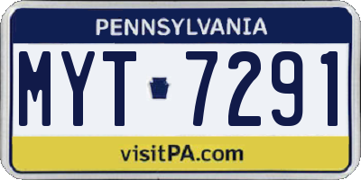 PA license plate MYT7291