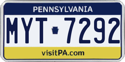 PA license plate MYT7292