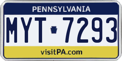 PA license plate MYT7293