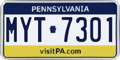 PA license plate MYT7301