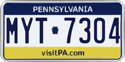 PA license plate MYT7304