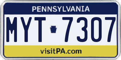PA license plate MYT7307